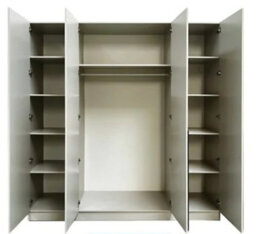 Arte Cashmere 4-Door Wardrobe With Oak Wotan Accent 200Cm - Designer Storage With Black Handles - thumbnail 2