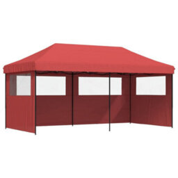 Walplus Foldable Party Tent Garden Gazebo Canopy Pop-Up With 3 Sidewalls Burgundy - thumbnail 2