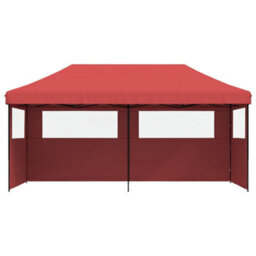 Walplus Foldable Party Tent Garden Gazebo Canopy Pop-Up With 3 Sidewalls Burgundy - thumbnail 3