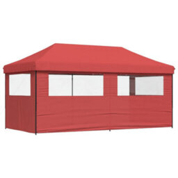 Walplus Foldable Party Tent Garden Gazebo Canopy Pop-Up With 3 Sidewalls Burgundy - thumbnail 5