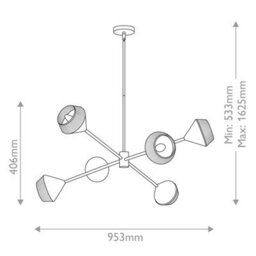 Luminosa Lighting Elstead Alora Mood Daphne Multi Arm Pendant Ceiling Light Contemporary Matt Black, Natural 6X E14 - thumbnail 3