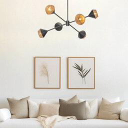 Luminosa Lighting Elstead Alora Mood Daphne Multi Arm Pendant Ceiling Light Contemporary Matt Black, Natural 6X E14 - thumbnail 2