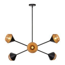 Luminosa Lighting Elstead Alora Mood Daphne Multi Arm Pendant Ceiling Light Contemporary Matt Black, Natural 6X E14 - thumbnail 4