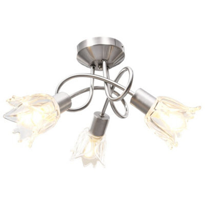 Walplus Ceiling Lamp With Transparent Glass Shades For 3 E14 Bulbs Tulip - image 1