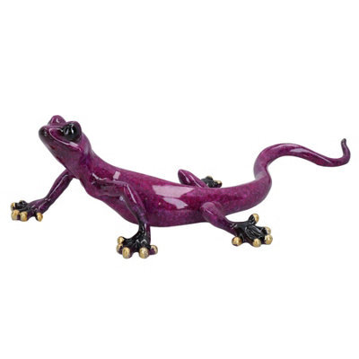 AB Tools Purple Speckled Gecko Lizard Resin Wall Shed Sculpture Decor Statue Medium - image 1