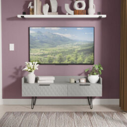 Anzio Matt Dusk Grey Media Unit With 2 Drawers, (H)50.1Cm X (W)128.2Cm X (D)39.4Cm