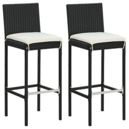 Berkfield 3 Piece Garden Bar Set With Cushions Poly Rattan Black - thumbnail 2