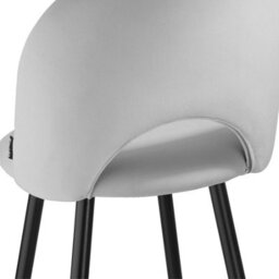 Tectake Bar Stool Rachel With Backrest And Velvet Look Cover, 49 X 58 X 110 Cm - Light Grey/black, Set Of 2 - thumbnail 8