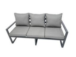 Fimous Outdoor Garden Furniture Set Aluminium Lounge Sofa Square Coffee Table Sets With 4 Stools 2 Side Tables Dark Grey - thumbnail 4