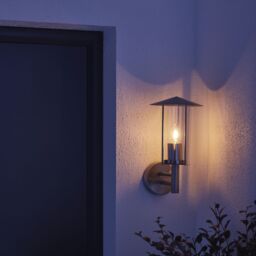 GoodHome Chignik Fixed Satin Stainless Steel Mains-Powered Outdoor Lantern Wall Light (Dia)17Cm - thumbnail 6