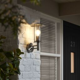 GoodHome Chignik Fixed Satin Stainless Steel Mains-Powered Outdoor Lantern Wall Light (Dia)17Cm - thumbnail 4