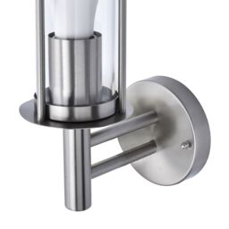 GoodHome Chignik Fixed Satin Stainless Steel Mains-Powered Outdoor Lantern Wall Light (Dia)17Cm - thumbnail 3