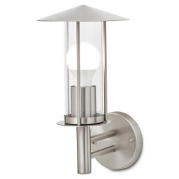 GoodHome Chignik Fixed Satin Stainless Steel Mains-Powered Outdoor Lantern Wall Light (Dia)17Cm - thumbnail 1