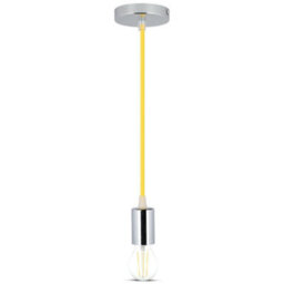 V-Tac Vt3793 High Quality E27 Chrome Metal Cup Pendant Light Yellow Wire (Vt-7338)