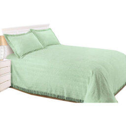 Just So Home Luxury Candlewick Bedspread Traditional Bed Throw (Single, Green)