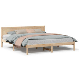 Berkfield Pine Wood Bed Frame Natural Wood Solid Pine Wood 200 X 200 Cm - thumbnail 4