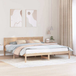 Berkfield Pine Wood Bed Frame Natural Wood Solid Pine Wood 200 X 200 Cm - thumbnail 1