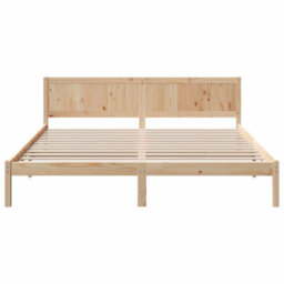 Berkfield Pine Wood Bed Frame Natural Wood Solid Pine Wood 200 X 200 Cm - thumbnail 6