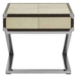 Orsina Genuine Hair-On Leather End Table,eco-Friendly Mango Wood Cabinet,small Side Table,storage Bedside Table - thumbnail 4