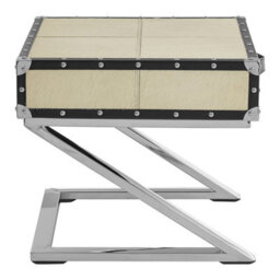 Orsina Genuine Hair-On Leather End Table,eco-Friendly Mango Wood Cabinet,small Side Table,storage Bedside Table - thumbnail 3