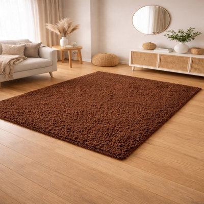 Uetian Brown Deep Pile Shaggy Rug 5Cm Thick Soft Cosy Rug For Living Room Bedroom (120 X 170) - image 1