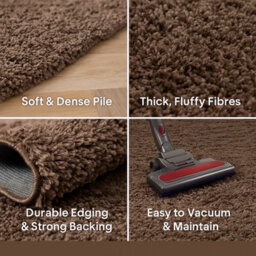 Uetian Brown Deep Pile Shaggy Rug 5Cm Thick Soft Cosy Rug For Living Room Bedroom (120 X 170) - thumbnail 3