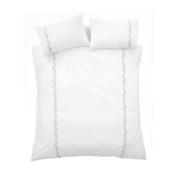 Bianca Camille Embroidered Floral 200 Thread Count Cotton Single Duvet Cover Set With Pillowcase White / Pink - thumbnail 5