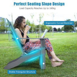 Costway Adirondack Chair Acacia Wood Adirondack Lounger Chair W/ Slatted Seating - thumbnail 5