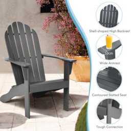 Costway Adirondack Chair Acacia Wood Adirondack Lounger Chair W/ Slatted Seating - thumbnail 4