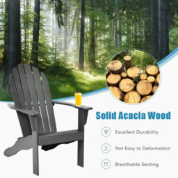 Costway Adirondack Chair Acacia Wood Adirondack Lounger Chair W/ Slatted Seating - thumbnail 3