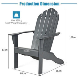 Costway Adirondack Chair Acacia Wood Adirondack Lounger Chair W/ Slatted Seating - thumbnail 2