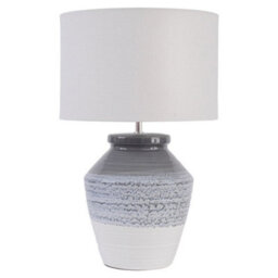 Buttercup Farm Skyline Table Lamp With Shade E27 60W - Porcelain/linen/iron - L38 X W38 X H59 Cm - Grey/ecru - thumbnail 2