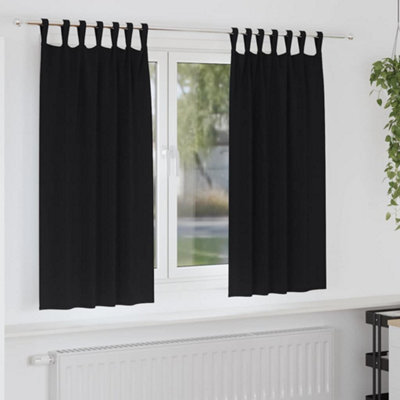 Berkfield Curtains With Curtains 2 Pcs Black Polyester - image 1