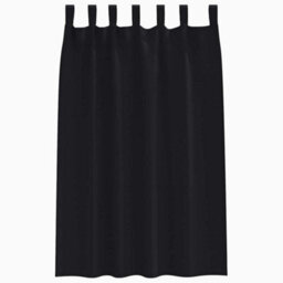 Berkfield Curtains With Curtains 2 Pcs Black Polyester - thumbnail 3