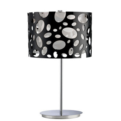Luminosa Lighting Luminosa Lupin Table Lamp E27, Gloss Black/white Acrylic/polished Chrome, Cfl Lamps Included - image 1