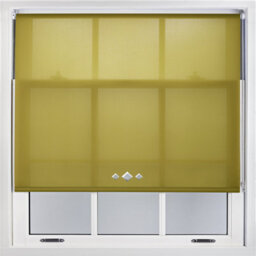 FURNISHED Trimmable Roller Blind With Triple Diamond Chrome Eyelet And Metal Fittings - Green Daylight Shade (W)210Cm X (L)210Cm