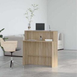 Berkfield Reception Desk Sonoma Oak 100X50X103.5 Cm Engineered Wood - thumbnail 4