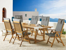 Beliani Java 6 Seater Garden Dining Set Graphite Grey Acacia Wood With Cushions - thumbnail 2