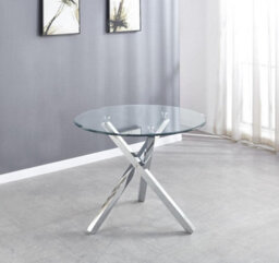 Furniturebox Uk Selina Square Leg Round Dining Table And 4 Blue Pesaro Silver Leg Chairs - thumbnail 5