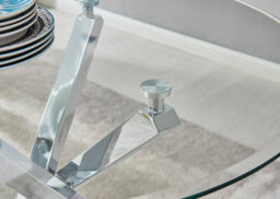 Furniturebox Uk Selina Square Leg Round Dining Table And 4 Blue Pesaro Silver Leg Chairs - thumbnail 3
