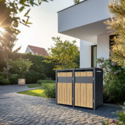Phoenix Safe Company Phoenix Outdoor Double Wheelie Bin Store For 2 X 240L Bins, Oak Effect Metal Storage Gb2200Aw - thumbnail 8