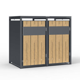 Phoenix Safe Company Phoenix Outdoor Double Wheelie Bin Store For 2 X 240L Bins, Oak Effect Metal Storage Gb2200Aw - thumbnail 2