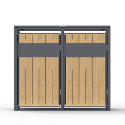 Phoenix Safe Company Phoenix Outdoor Double Wheelie Bin Store For 2 X 240L Bins, Oak Effect Metal Storage Gb2200Aw