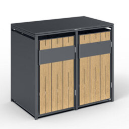 Phoenix Safe Company Phoenix Outdoor Double Wheelie Bin Store For 2 X 240L Bins, Oak Effect Metal Storage Gb2200Aw - thumbnail 3