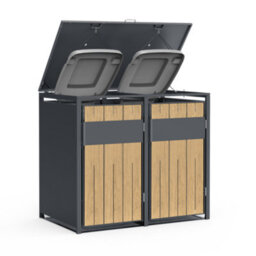 Phoenix Safe Company Phoenix Outdoor Double Wheelie Bin Store For 2 X 240L Bins, Oak Effect Metal Storage Gb2200Aw - thumbnail 6