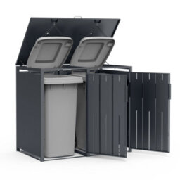 Phoenix Safe Company Phoenix Outdoor Double Wheelie Bin Store For 2 X 240L Bins, Oak Effect Metal Storage Gb2200Aw - thumbnail 5