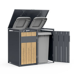 Phoenix Safe Company Phoenix Outdoor Double Wheelie Bin Store For 2 X 240L Bins, Oak Effect Metal Storage Gb2200Aw - thumbnail 4