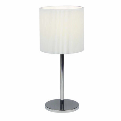 First Choice Lighting Chrome Stick Table Lamp With White Micropleat Shade - image 1