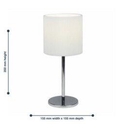 First Choice Lighting Chrome Stick Table Lamp With White Micropleat Shade - thumbnail 6