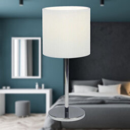 First Choice Lighting Chrome Stick Table Lamp With White Micropleat Shade - thumbnail 4